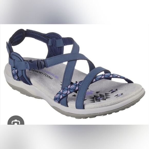 Skechers Shoes - Skechers Reggae Slim Vacay Navy Blue Women's Sandals, Size 11